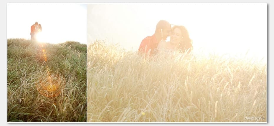 two-body chemistry — the camera reads gestures, glances, and physical closeness between the couple | location-specific framing — the chosen setting reads as part of the photograph, not just backdrop | warm working-hour light wraps both bodies cleanly when the timing is right