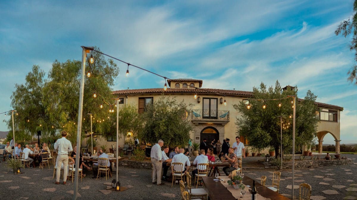 morning — soft indirect light for getting-ready frames if preparation happens in on-site lodging | ceremony — verify policies and the exact location with the venue | couple portraits at golden hour — vine geometry combined with the property's architectural surfaces